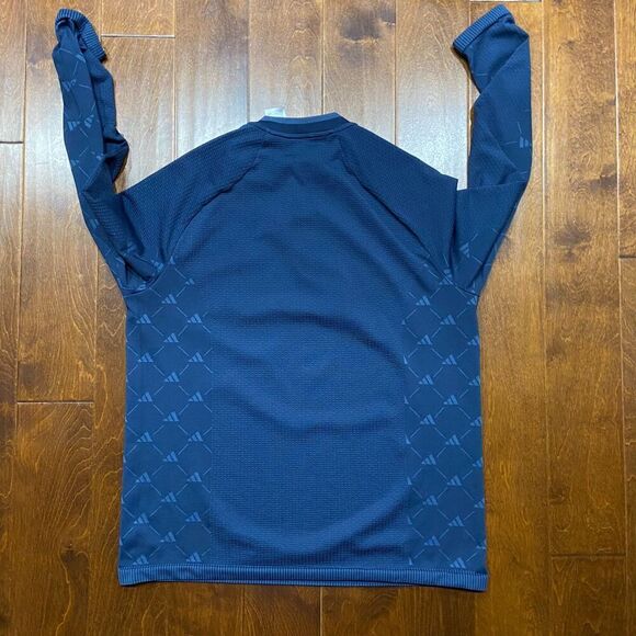 Adidas Athletic Monogram Print Navy Blue Running Workout Top Men's Size XL - Picture 5 of 9